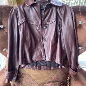Brown leather coat